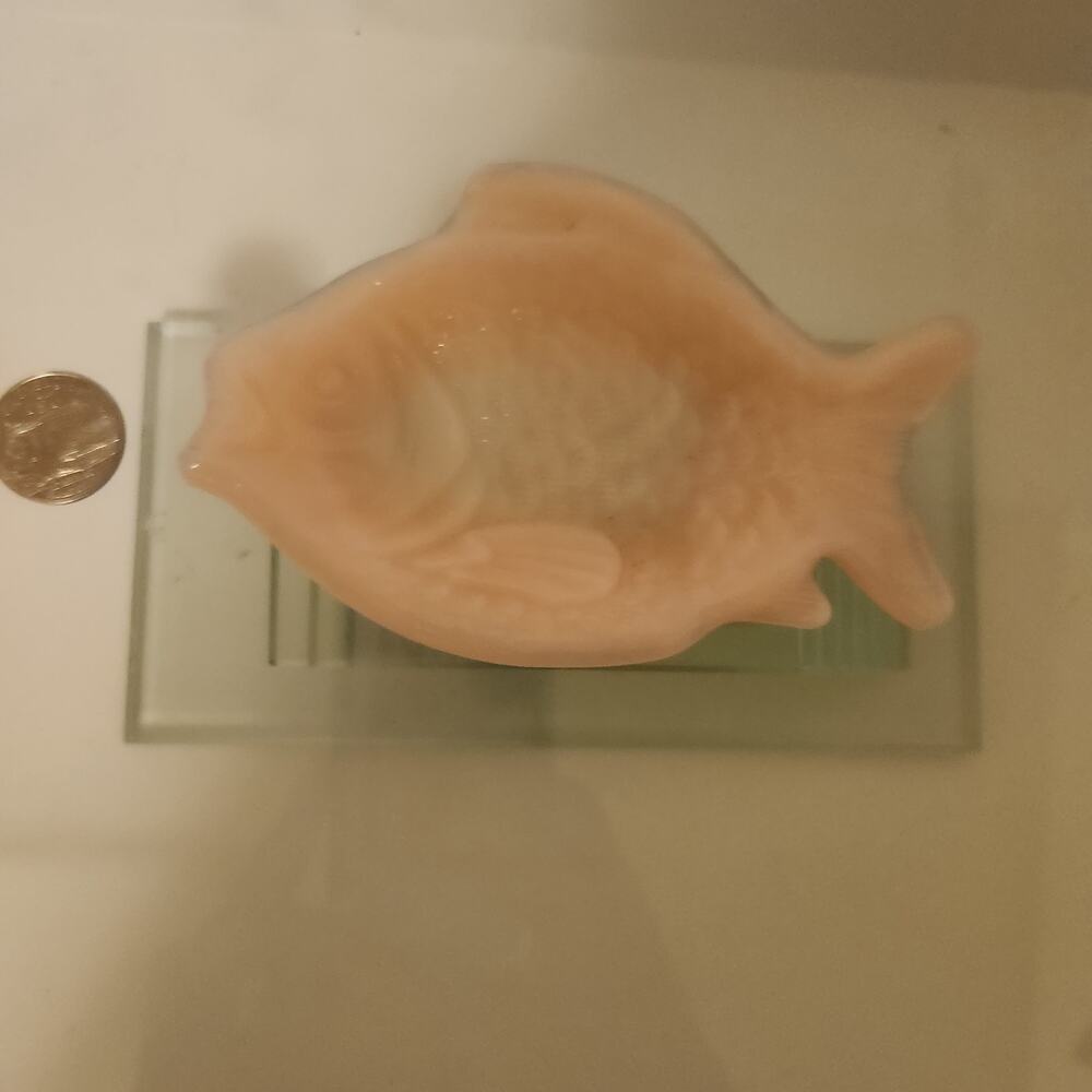 Glass Pink Opalescent Fish Trinket